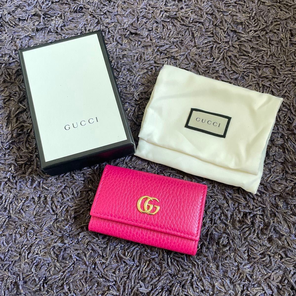 GUCCI GG マーモント レザー 6連キーケース ピンク キーケース GUCCI GG マーモント レザー 6連キーケース ピンク キーケース