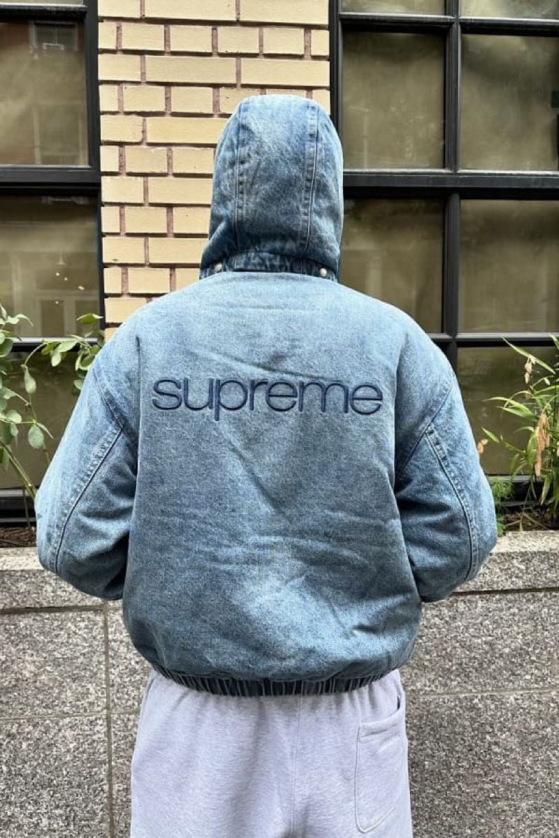 Supreme Faux Shearling Lined Bomber Jacket Denim|Yahoo Supreme Faux Shearling Lined Bomber Jacket Denim|Yahoo