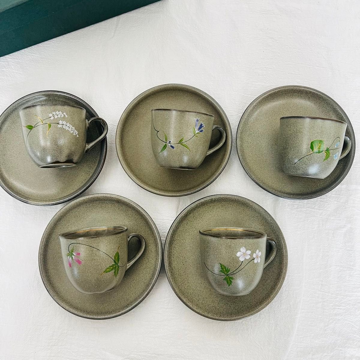 前畑陶器 美濃焼 デミタスコーヒーセット カップ&ソーサー 5客 前畑陶器 美濃焼 デミタスコーヒーセット カップ&ソーサー 5客