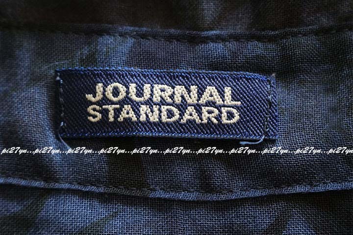 日本製 美品 ジャーナルスタンダード JOURNAL STANDARD リーフ柄 ボタニカル ネイビー 紺 ブラウス 透け感 シースルー 薄い生地_画像4