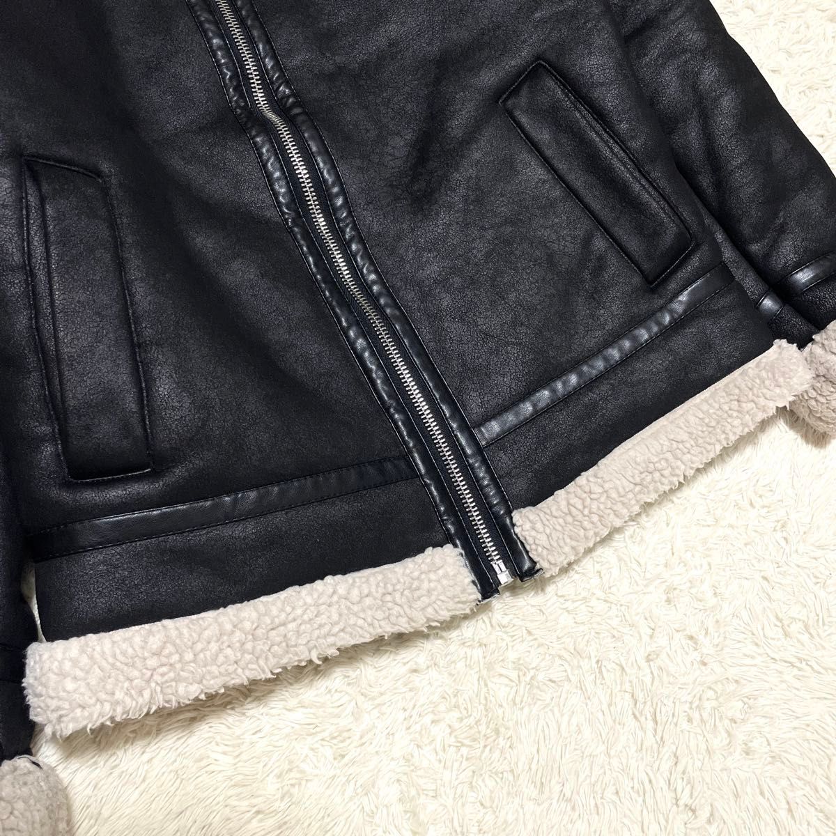 美品】ZARA ザラ フェイクムートンジャケット フライト 美品】ZARA ザラ フェイクムートンジャケット フライト