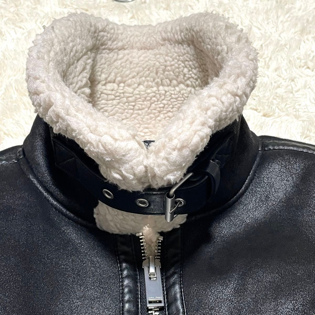 美品】ZARA ザラ フェイクムートンジャケット フライト 美品】ZARA ザラ フェイクムートンジャケット フライト