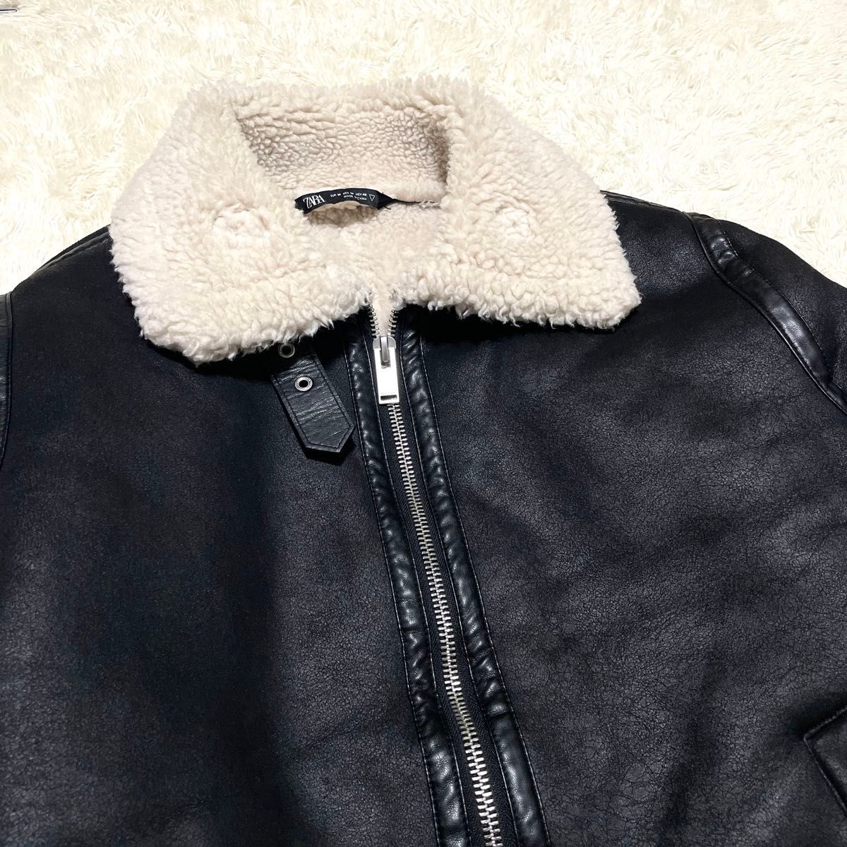 美品】ZARA ザラ フェイクムートンジャケット フライト 美品】ZARA ザラ フェイクムートンジャケット フライト