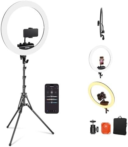 NEEWER プロな18インチリングライトとスタンドキット スマホホルダー付属 超薄型 ソフトな照明ライト 女優ライト 45W 2