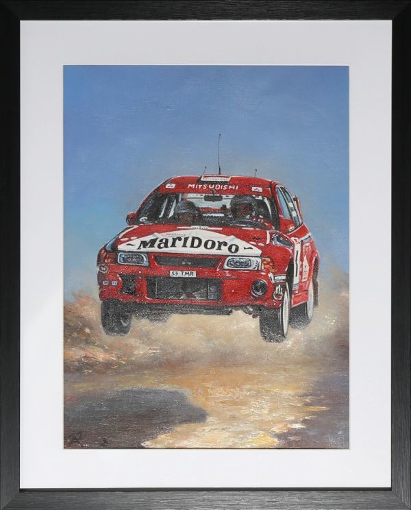 油絵 静物画『WRCラリー』R.Z作 肉筆１点物 ★アクリル板付★ランサーエボリューション 三菱 R7.19-B5