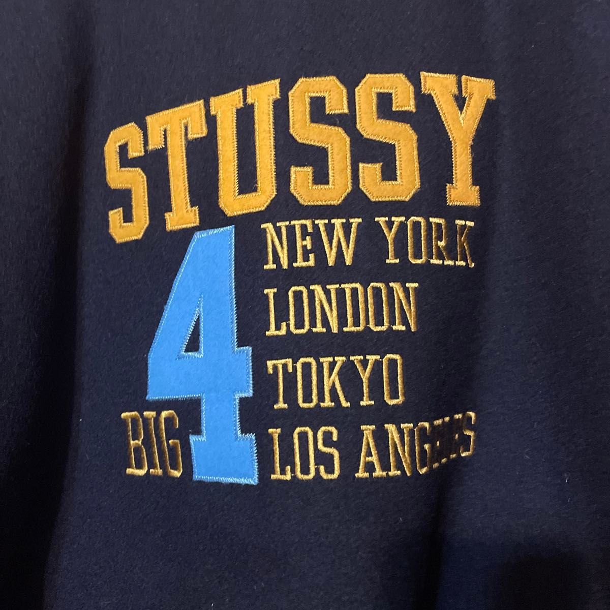 激レア アーカイブ『STUSSY』98年USA製 紺タグ「BIG4」袖レザー 激レア アーカイブ『STUSSY』98年USA製 紺タグ「BIG4」袖レザー