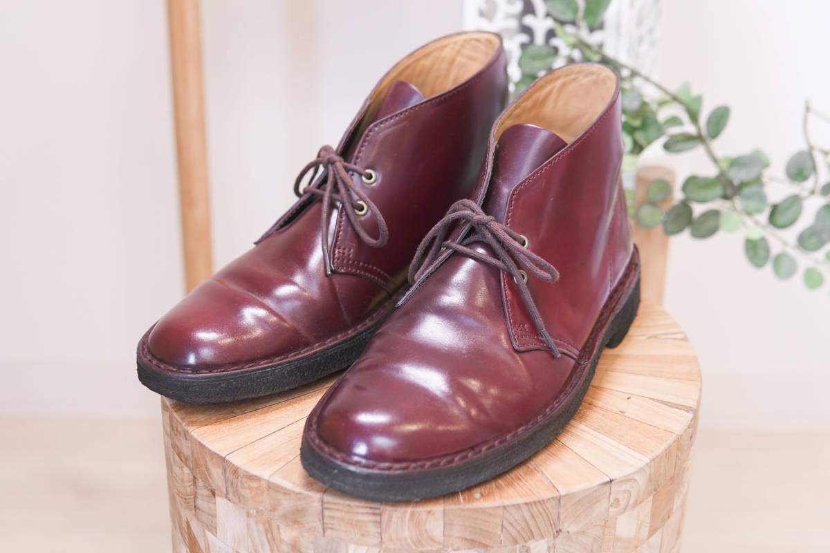 美品【Clarks】クラークス 7.5 F コードバン デザートブーツ チャッカブーツ バーガンディ オールデン