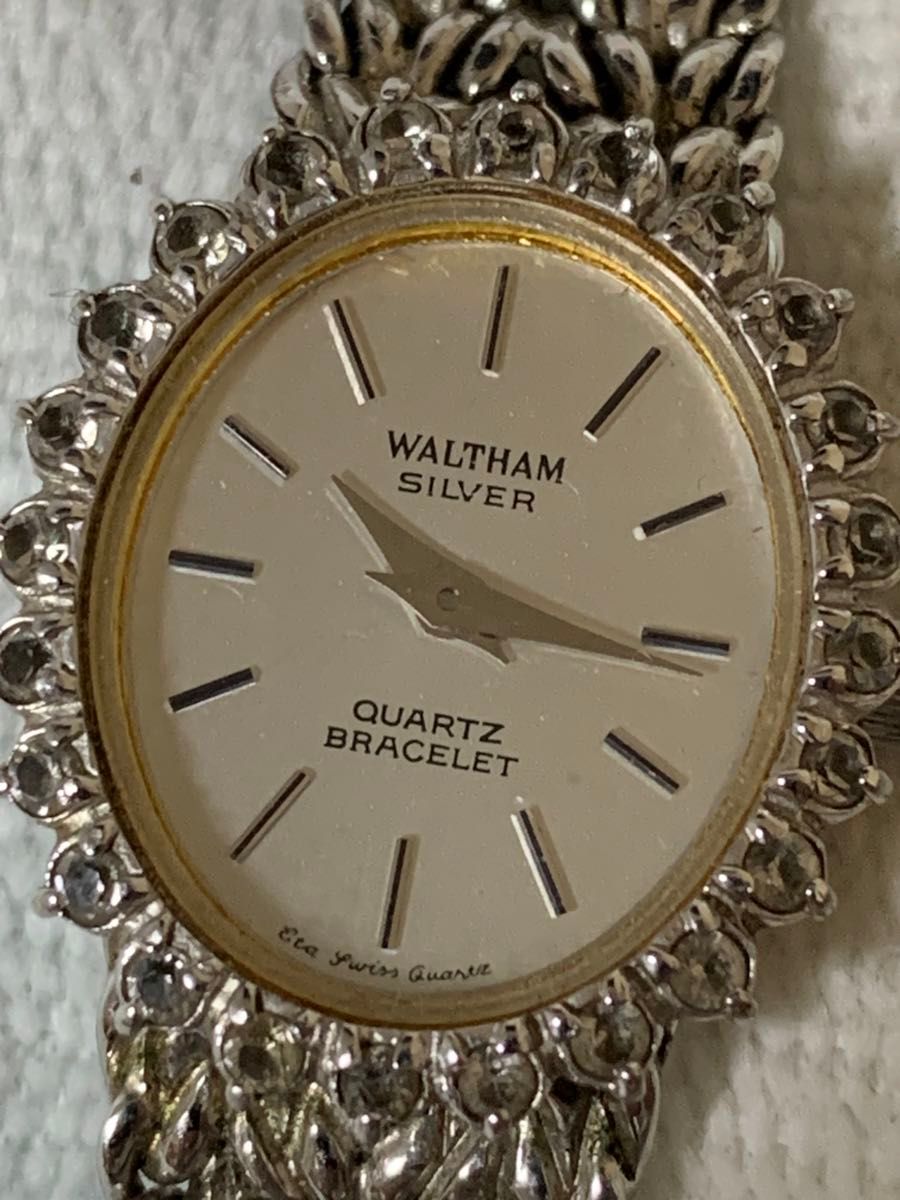 WALTHAM ウォルサム ダイヤベゼル シルバー クオーツ 腕時計 WALTHAM ウォルサム ダイヤベゼル シルバー クオーツ 腕時計