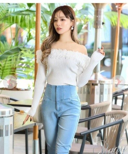 rady フェザーオフショルニットトップス ホワイト｜Yahoo!フリマ