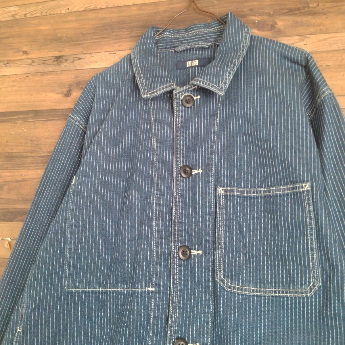 廃盤 UNIQLO ウォバッシュストライプカバーオール XL デニム 廃盤 UNIQLO ウォバッシュストライプカバーオール XL デニム