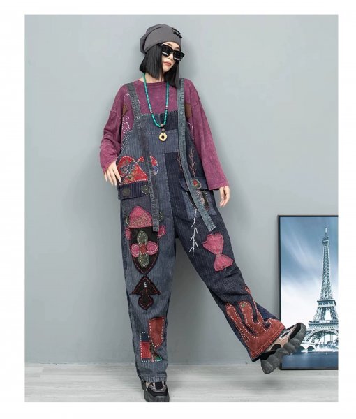 gl overall .. BORO Western-style clothes Mix ... antique manner romance fashion cotton 100% easy sticking hand .. handicrafts Denim 