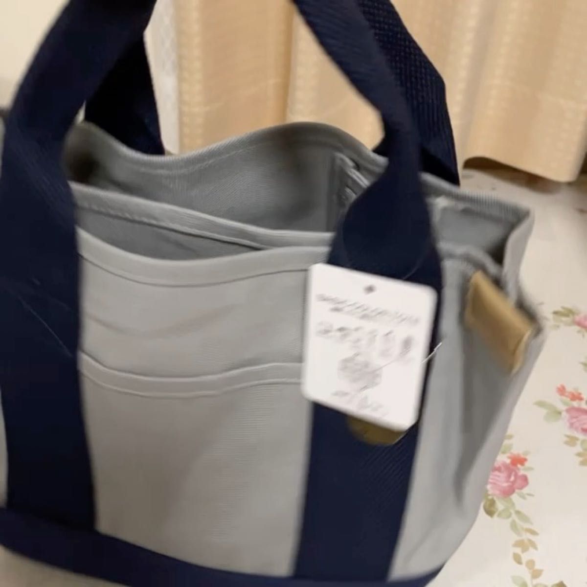 レディース 帆布トートバッグ グレーとネイビー