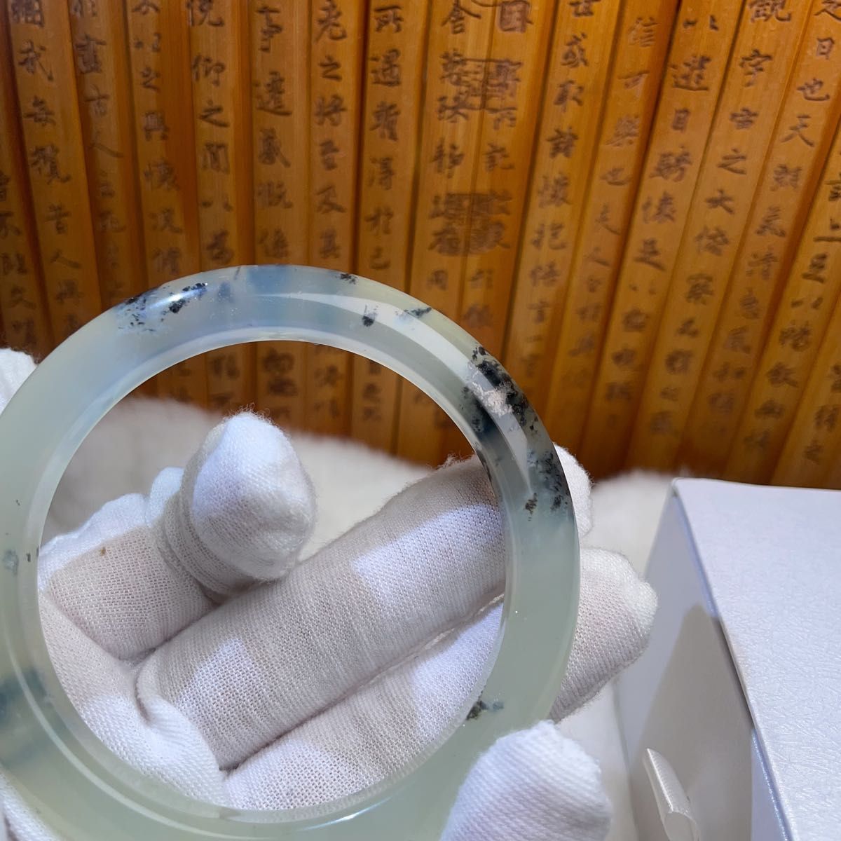 （58mmペア ）天然石  「⭐️和田玉」 岫玉軟玉翡翠　バングル 【鑑別書付き】 Amazon.co.jp: 翡翠軟玉ネフライト 中国四大名玉岫玉バングル