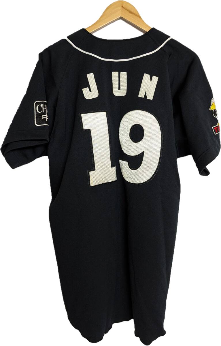 CHUDAX 中央大学 野球部 SSK ベースボール XL ユニフォーム 黒 ブラック 刺繍 #19 JUN メンズ 男性 男 野球 ユニホーム ウエア