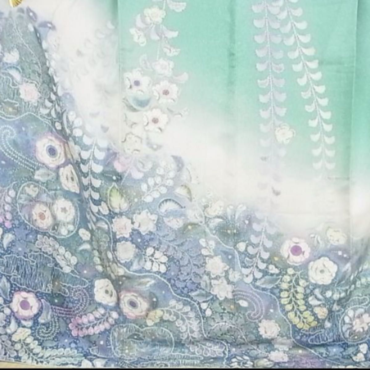 振袖フルセット 辻が花柄 ミントグリーン 銀通し 井筒屋扱い 振袖フルセット 辻が花柄 ミントグリーン 銀通し 井筒屋扱い