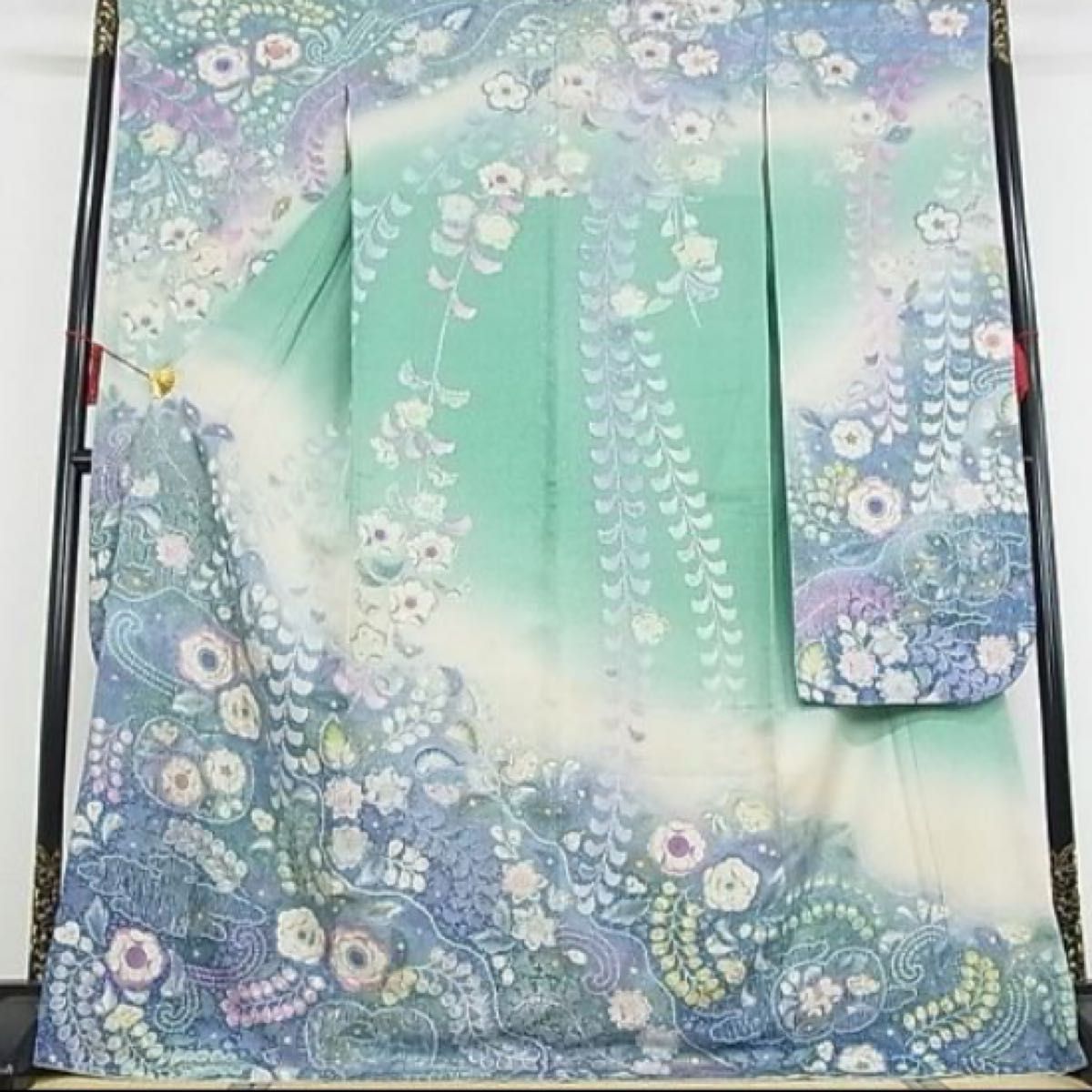 振袖フルセット 辻が花柄 ミントグリーン 銀通し 井筒屋扱い 振袖フルセット 辻が花柄 ミントグリーン 銀通し 井筒屋扱い