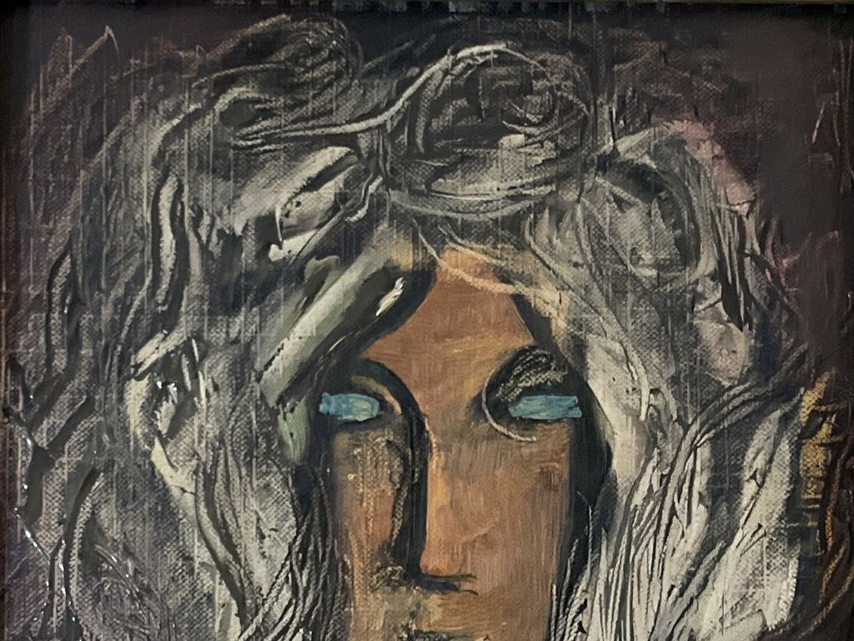 真作■油彩■田村進一■女性の顔図■独特な雰囲気のある逸品■額付絵画 2b 真作■油彩■田村進一■女性の顔図■独特な雰囲気のある逸品■額付絵画 2b