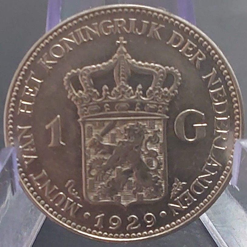 1929年 オランダ銀貨 1グルデン ウィルヘルミナ女王大型銀貨 1929年 オランダ銀貨 1グルデン ウィルヘルミナ女王大型銀貨