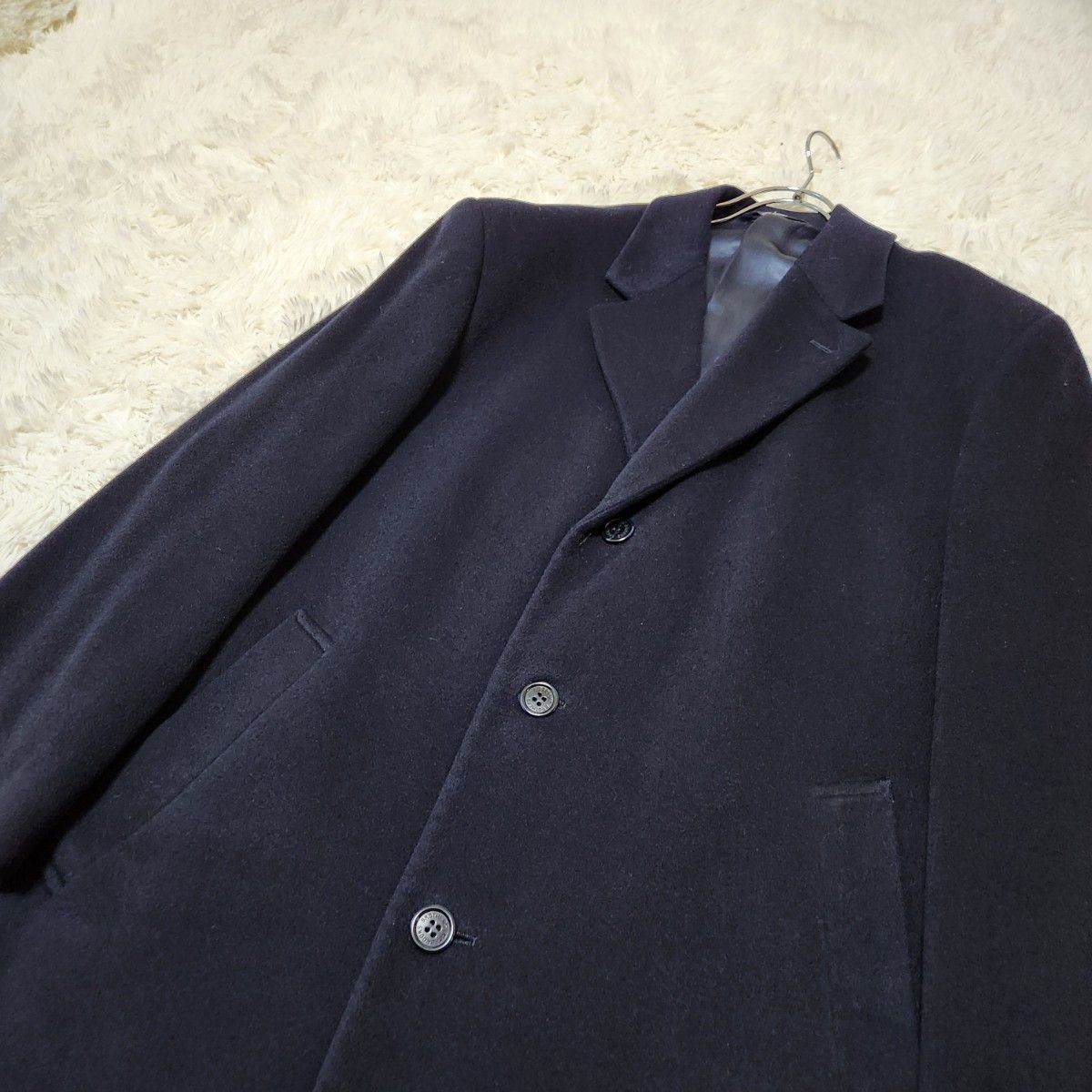 BROOKS BROTHERS カシミヤ混 チェスターコート ネイビー L BROOKS BROTHERS カシミヤ混 チェスターコート ネイビー L