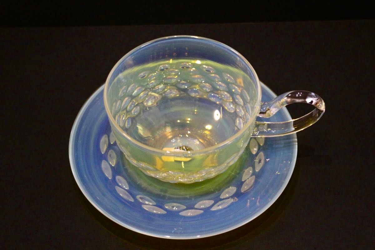 glass atelierえむに月色のティーカップ&ソーサー 茶器耐熱 glass atelierえむに月色のティーカップ&ソーサー 茶器耐熱