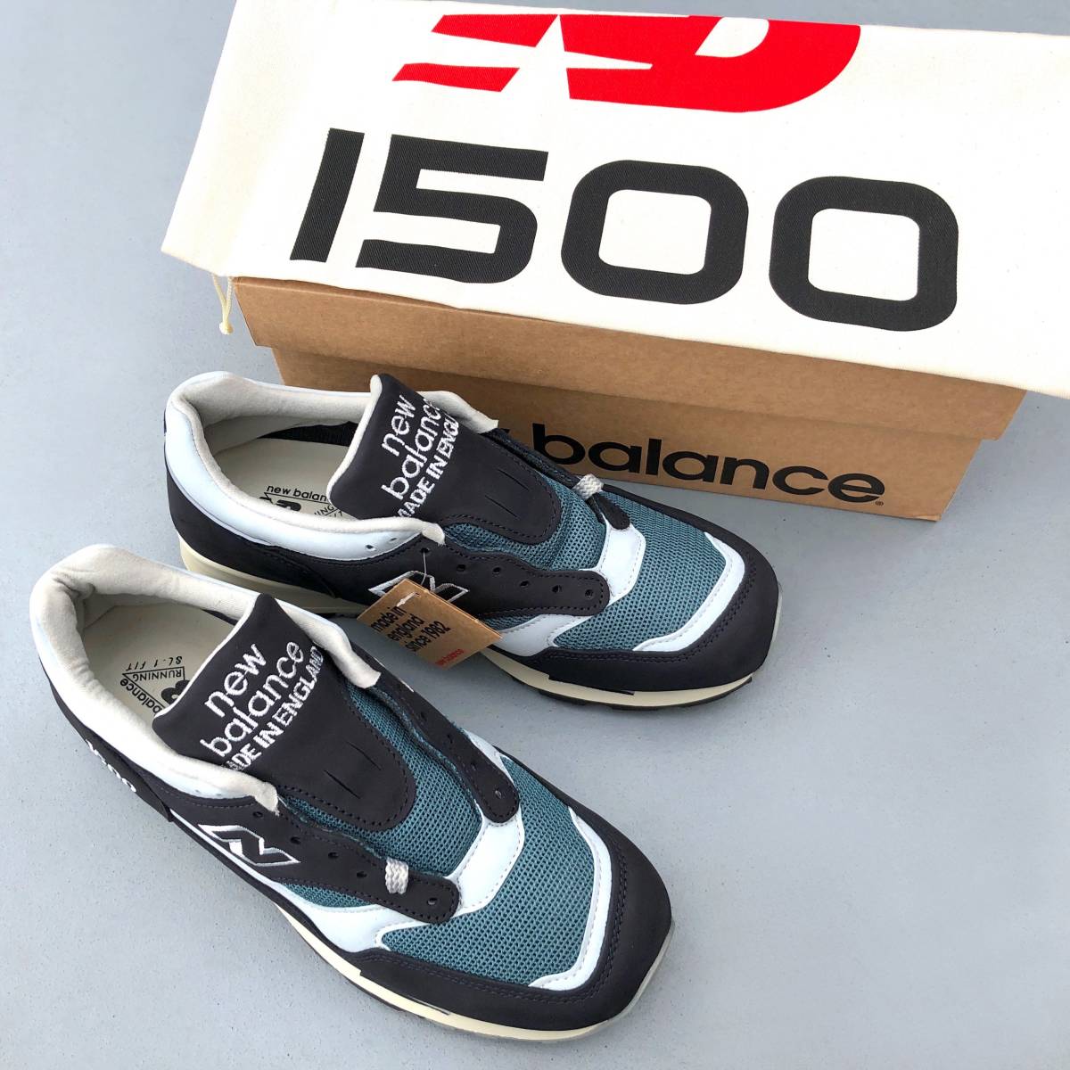 展開店舗限定モデル UK製 NEW BALANCE M1500OGN NAVY US7D 25cm 30th記念 ネイビー×グレー 新品 イギリス英国製 ヌバックレザー 紺