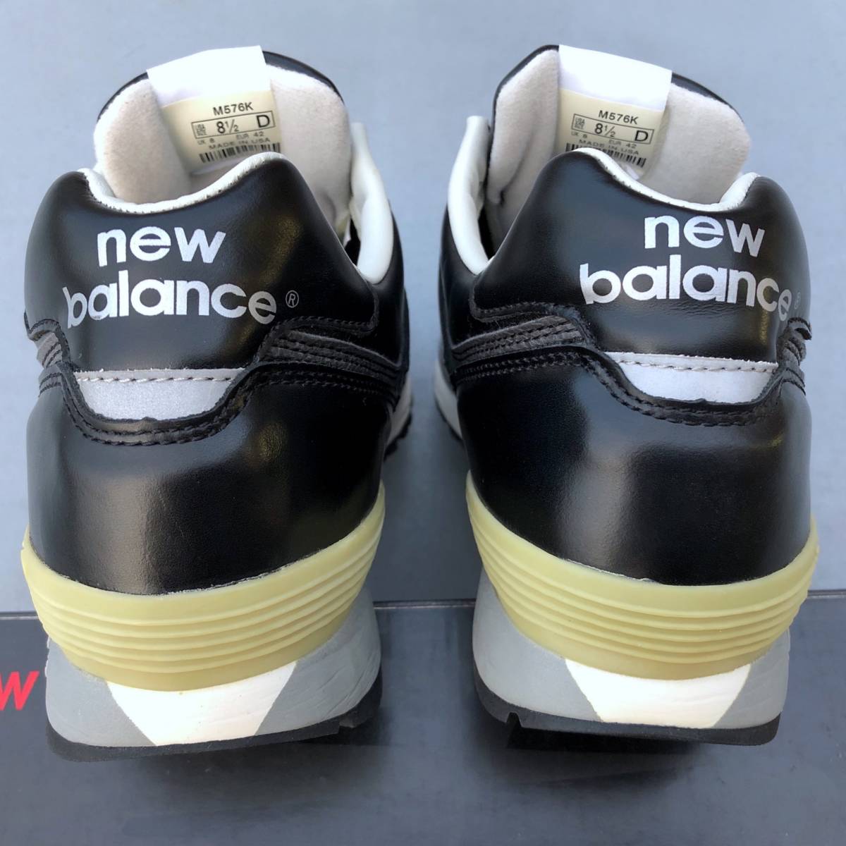 デッドストック USA製 NEW BALANCE M576K BLACK US8.5D 26.5cm ガラスレザー ビンテージ アメリカ米国製 黒 ブラック×グレー スニーカー_画像5