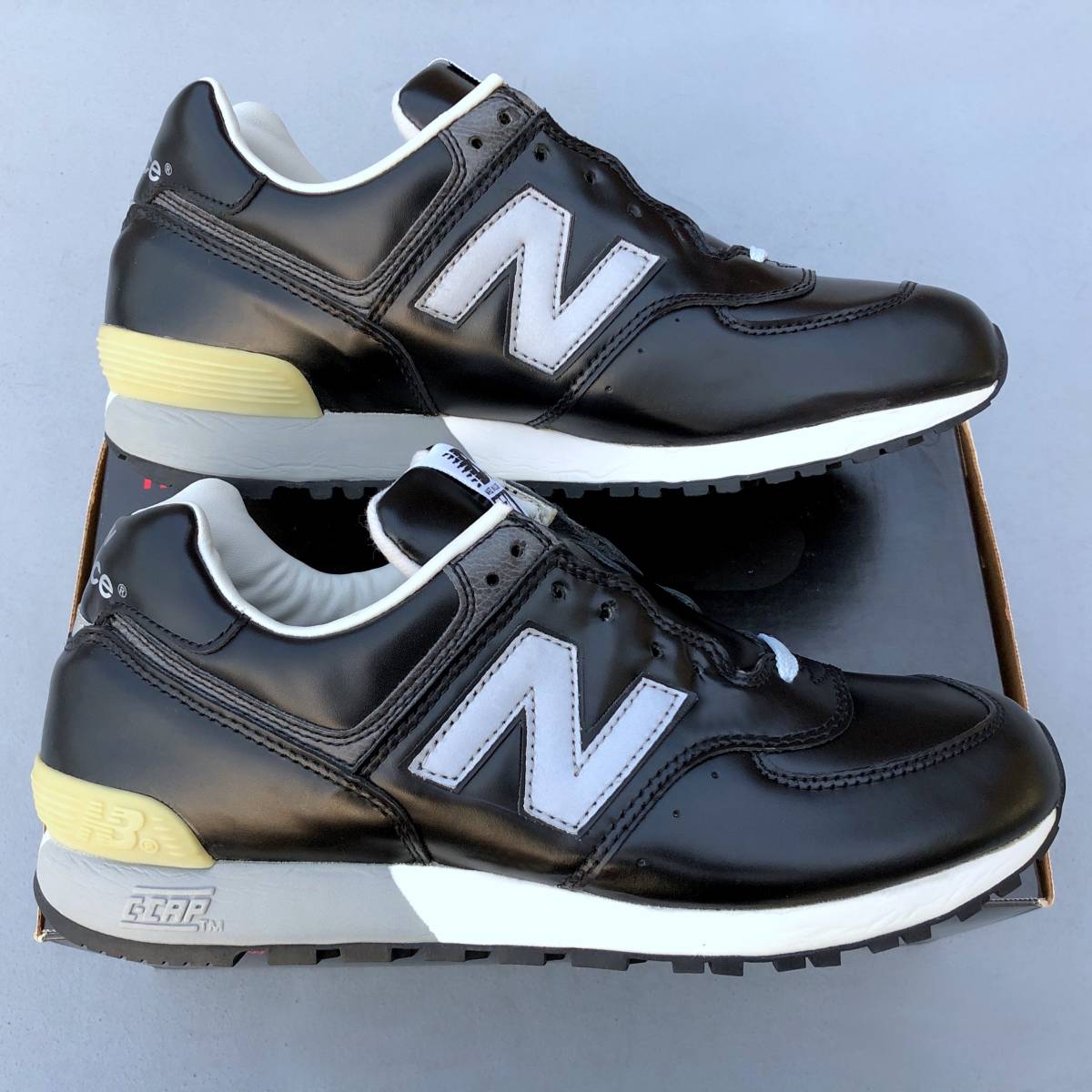 デッドストック USA製 NEW BALANCE M576K BLACK US8.5D 26.5cm ガラスレザー ビンテージ アメリカ米国製 黒 ブラック×グレー スニーカー_画像3