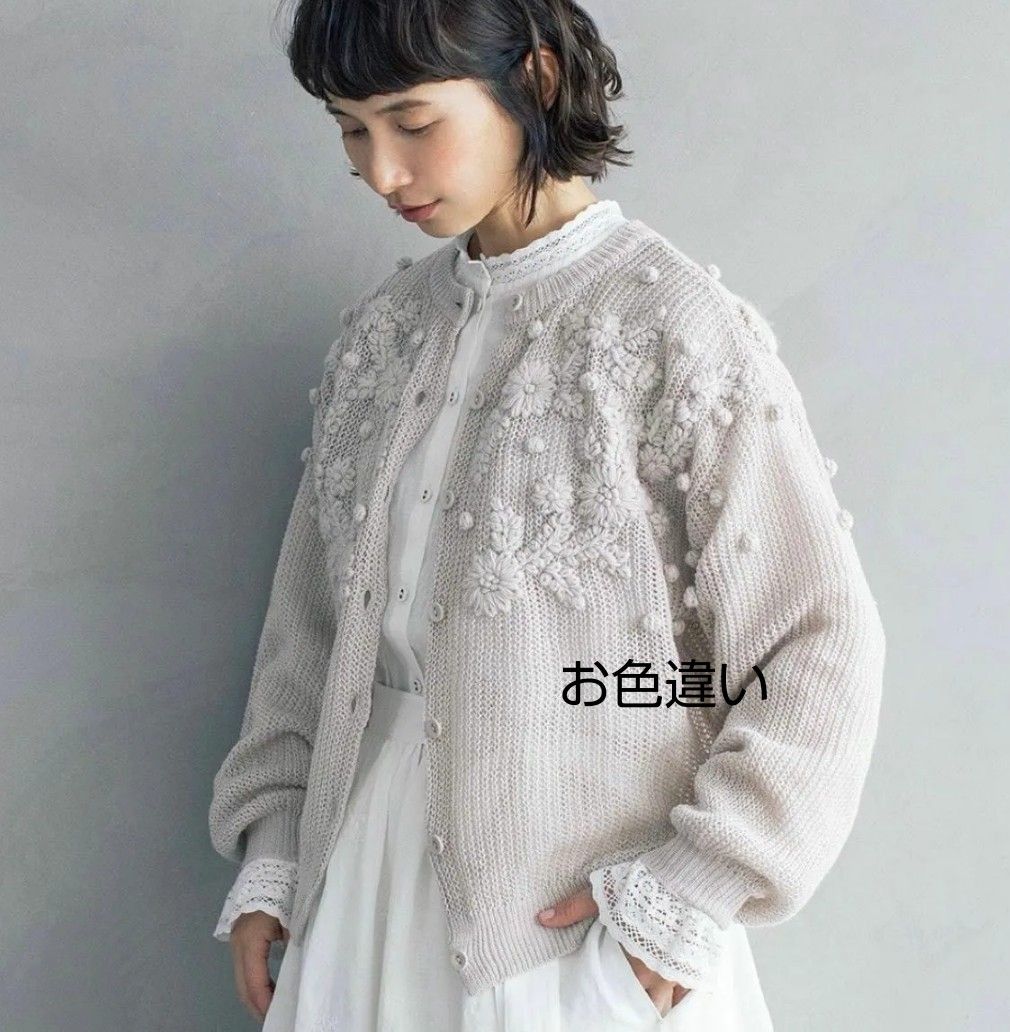 SM2サマンサモスモス kazumi リネン花刺繍2wayニット 新品モカ SM2サマンサモスモス kazumi リネン花刺繍2wayニット 新品モカ