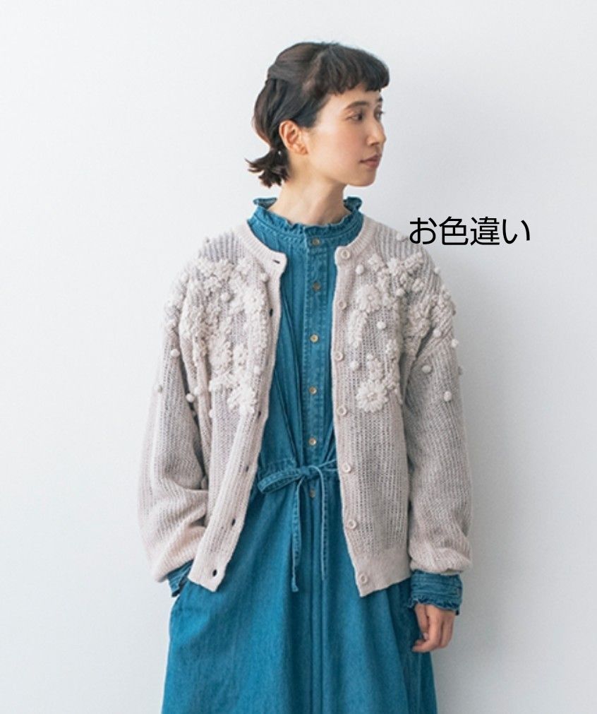 SM2サマンサモスモス kazumi リネン花刺繍2wayニット 新品モカ SM2サマンサモスモス kazumi リネン花刺繍2wayニット 新品モカ
