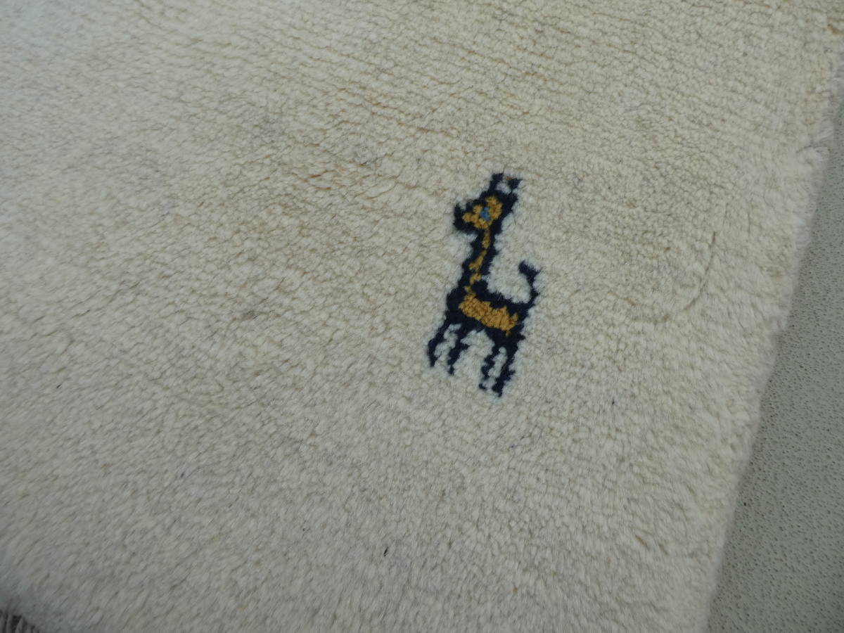 ギャッベ ペルシャ絨毯 アンティーク ラグ カーペット 骨董 イラン産 手織り Tお148