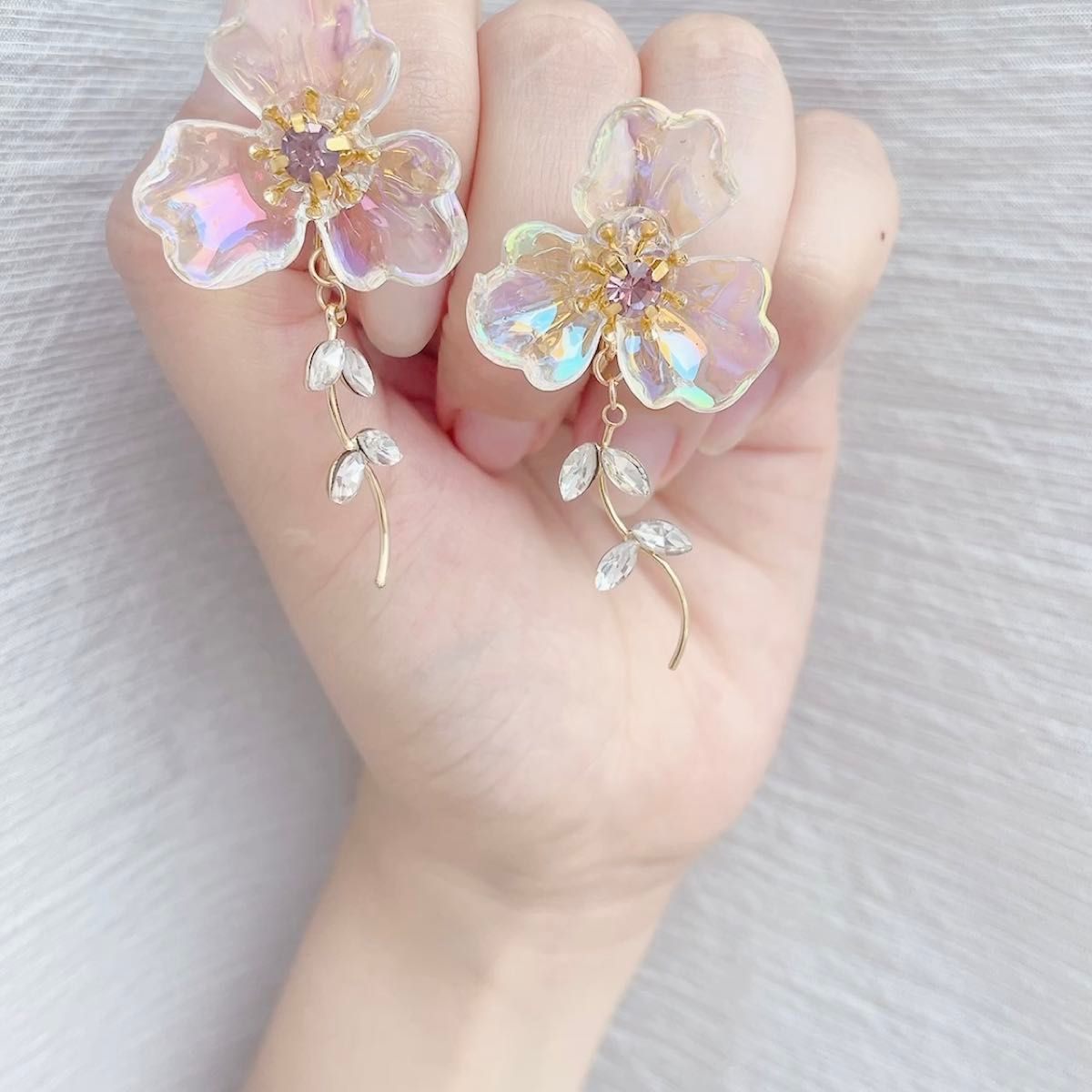 【1405】ハンドメイド ピアス フラワー お呼ばれ 華やか 大人かわいい