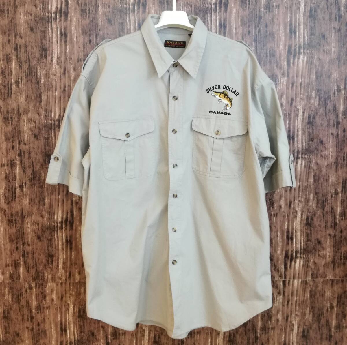  used America old clothes Kayjetke- jet short sleeves shirt men's XL size 2L LL grey gray work shirt work clothes outdoor fishing free shipping 