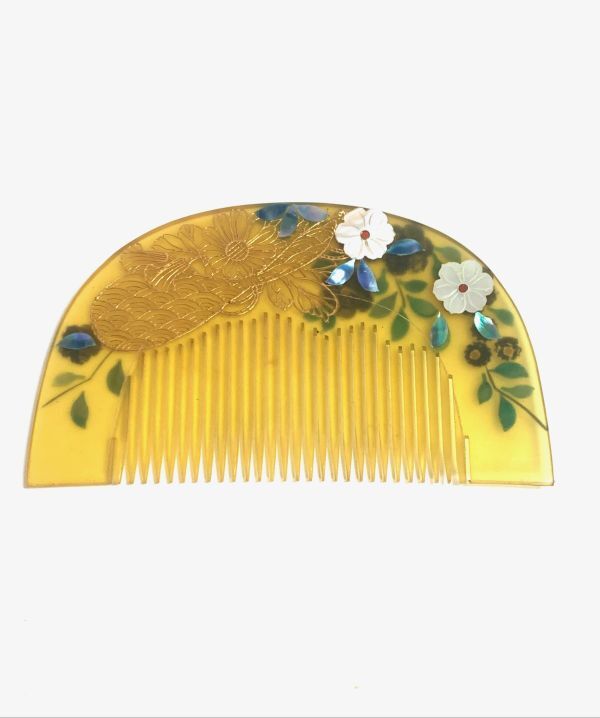 本鼈甲 櫛 くし 螺鈿 金蒔絵 花 べっ甲 和装小物 かんざし 簪 本鼈甲 櫛 くし 螺鈿 金蒔絵 花 べっ甲 和装小物 かんざし 簪