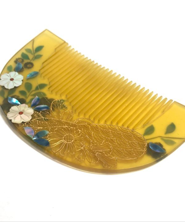 本鼈甲 櫛 くし 螺鈿 金蒔絵 花 べっ甲 和装小物 かんざし 簪 本鼈甲 櫛 くし 螺鈿 金蒔絵 花 べっ甲 和装小物 かんざし 簪