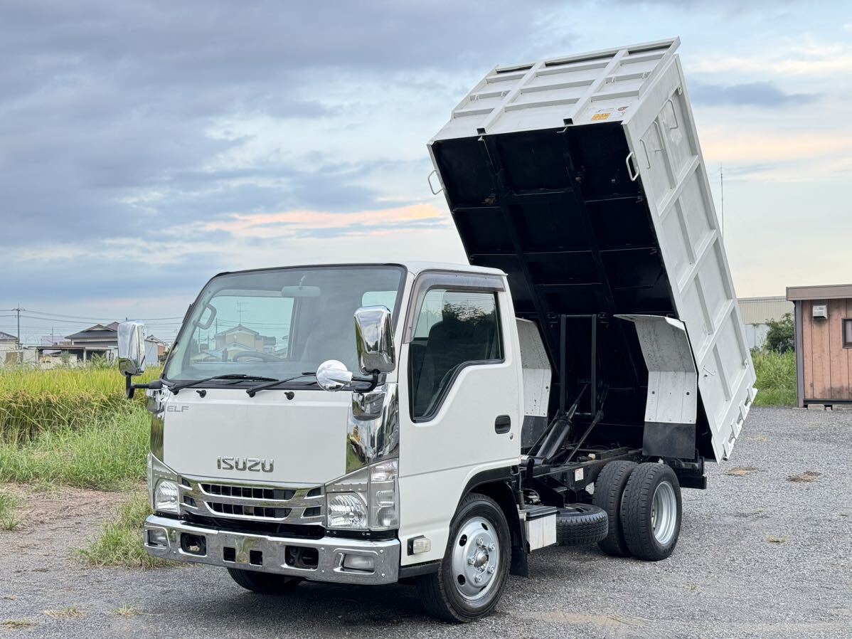  можете ехать домой!. мир 2 год Isuzu Elf 2 тонн самосвал с глубоким кузовом Shinmeiwa 5 скоростная механическая небольшой пробег 6 десять тысяч kilo шт. с техосмотром (R7 год 9 месяц до )IC есть турбо 