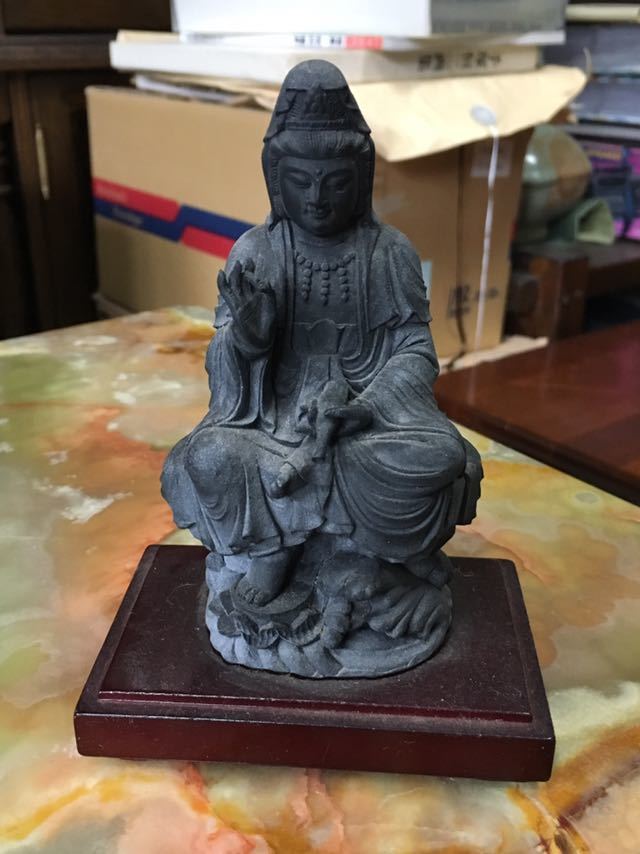 ヤフオク! - 仏教美術 仏像 中国 石像 石彫 観音菩薩 黒 商売