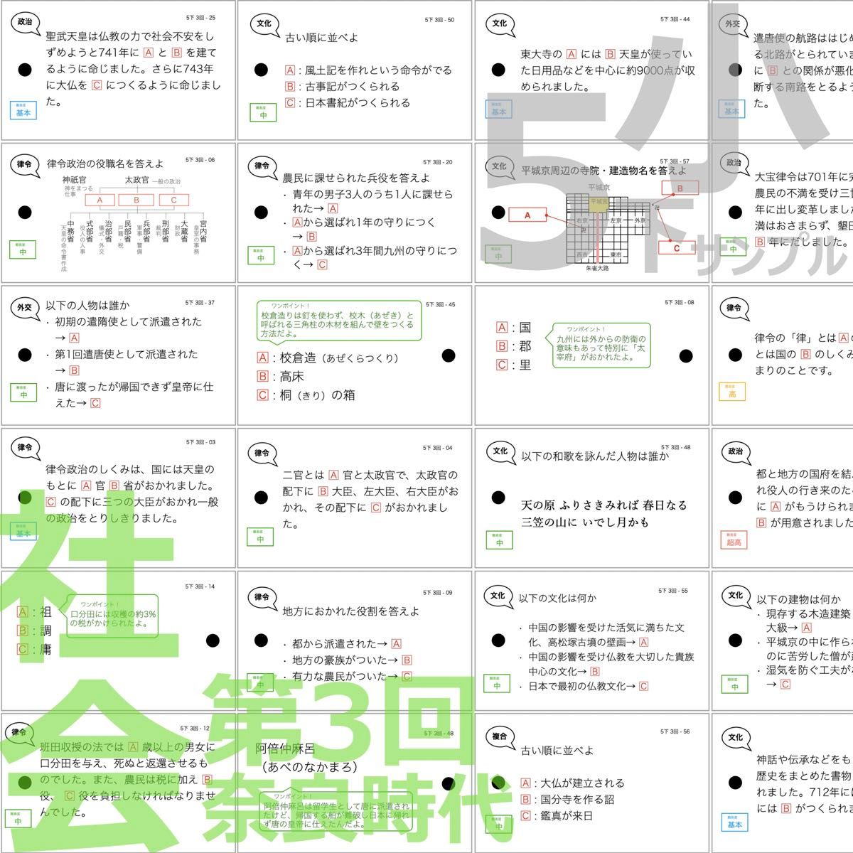中学受験【5年下 全セット 社会・理科1-18回】 暗記カード 予 中学受験【5年下 全セット 社会・理科1-18回】 暗記カード 予