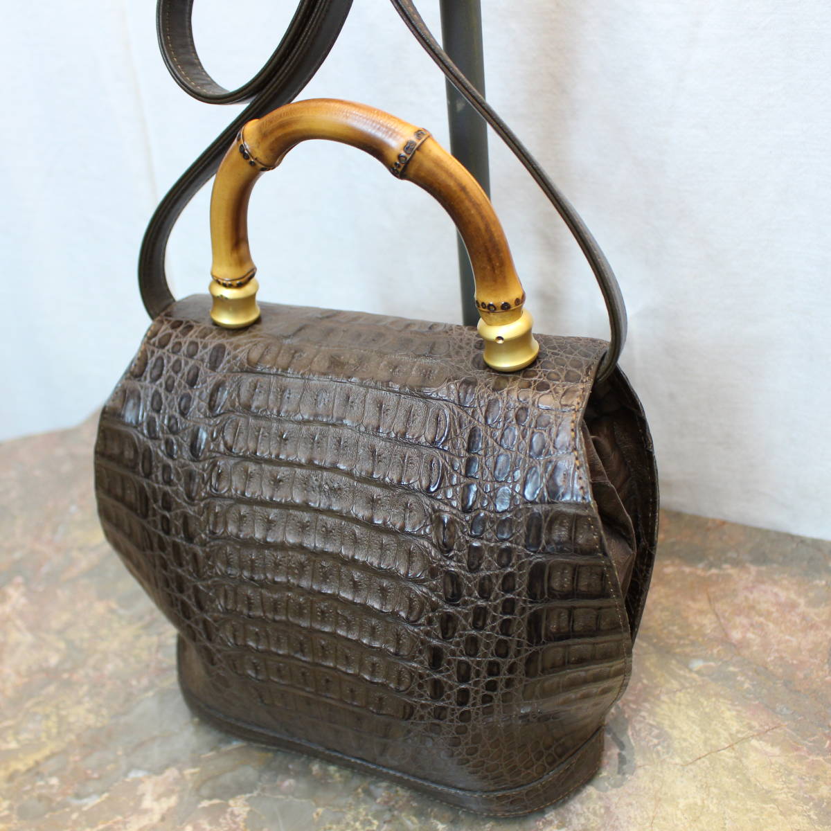 BAMBOO CROCODILE LEATHER 2WAY SHOULDER BAG/バンブークロコダイル