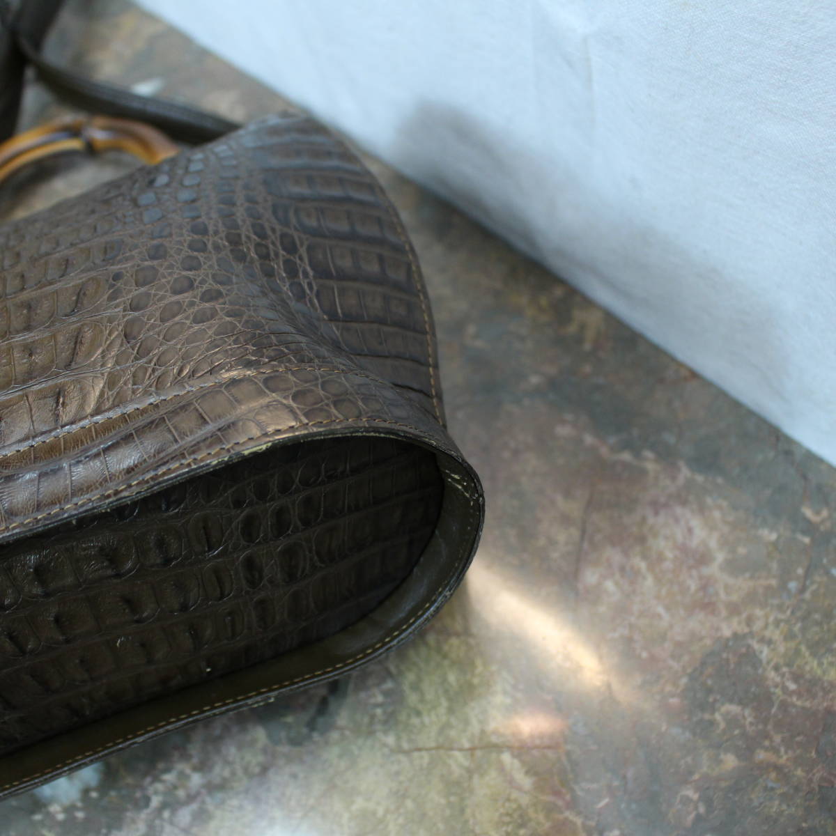 BAMBOO CROCODILE LEATHER 2WAY SHOULDER BAG/バンブークロコダイル