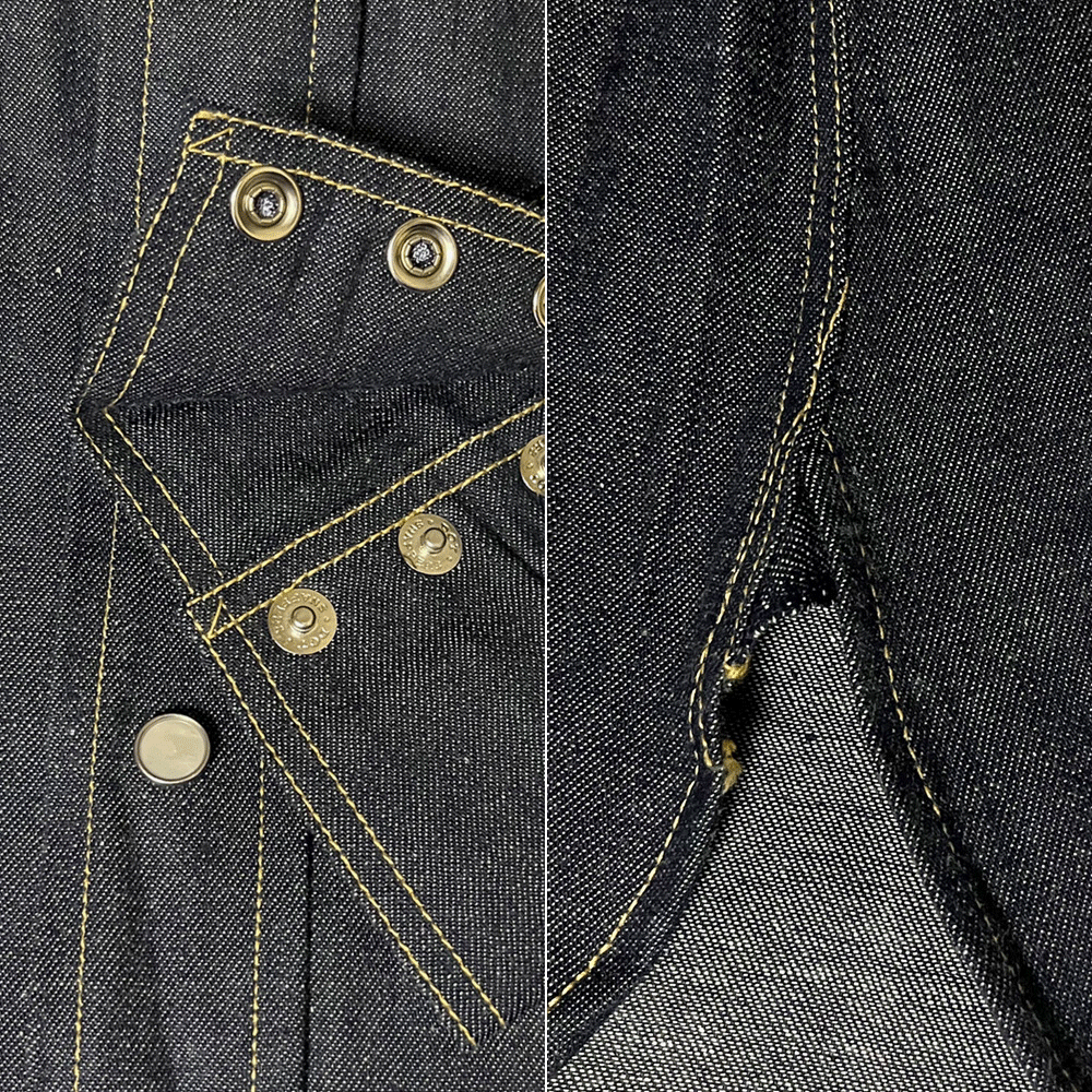 レア 新品 廃盤 M Lee リー 50s ビンテージ復(fù)刻 ロデオタグ デニムシャツ ウエスタンシャツ 2455 15SHORT マチ vintageデッドストック 101Z