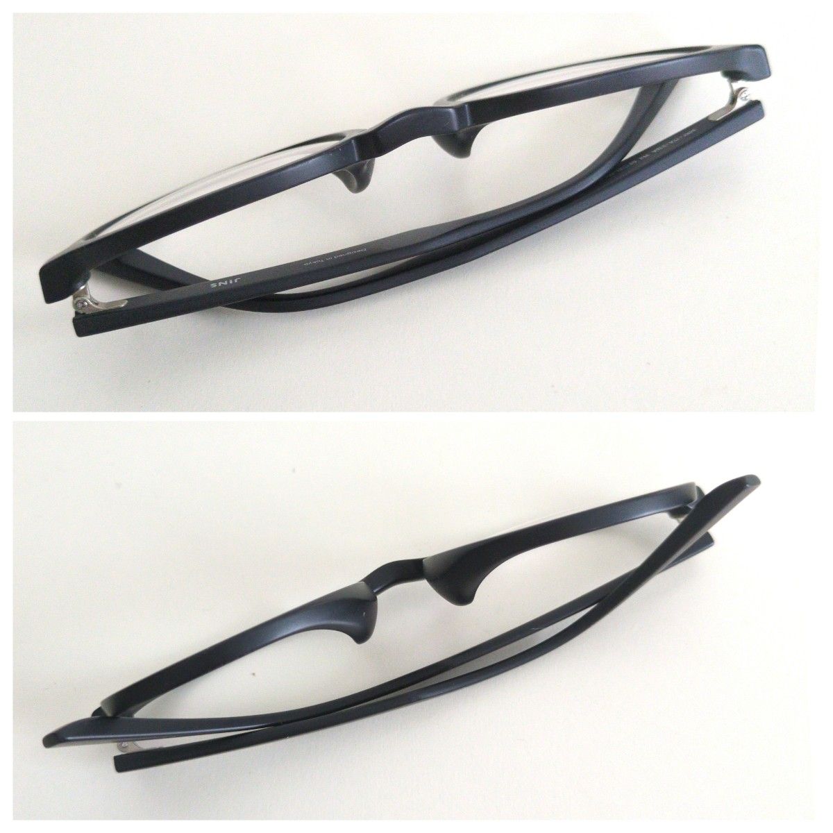 良品 JINS ジンズ メガネ 眼鏡 ブラック ボストン ウェリントン マット