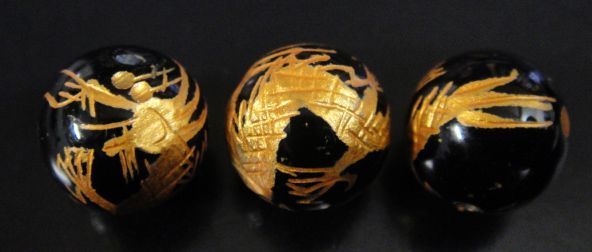 天然石オニキス金彫り青龍12mm玉＆アメジスト&レピドライト&ロンデルのブレスレット_画像3