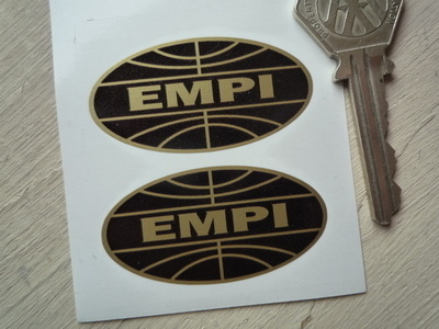 ◆送料無料◆ 海外 EMPI Black & Gold Oval 50mm 2枚セット ステッカー_画像1