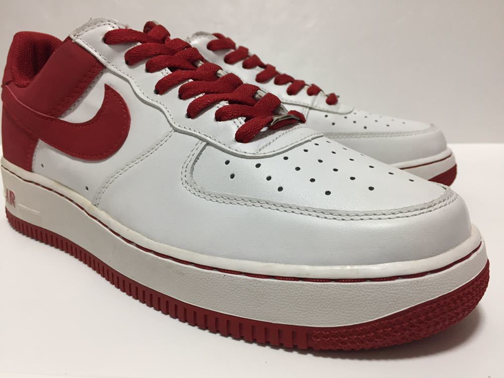 デッド 希少 新品 05年製 NIKE AIRFORCE 1 ナイキ エアフォースワン レザー 赤白 us10.5 JP28.5 正規品 ビンテージ_画像1