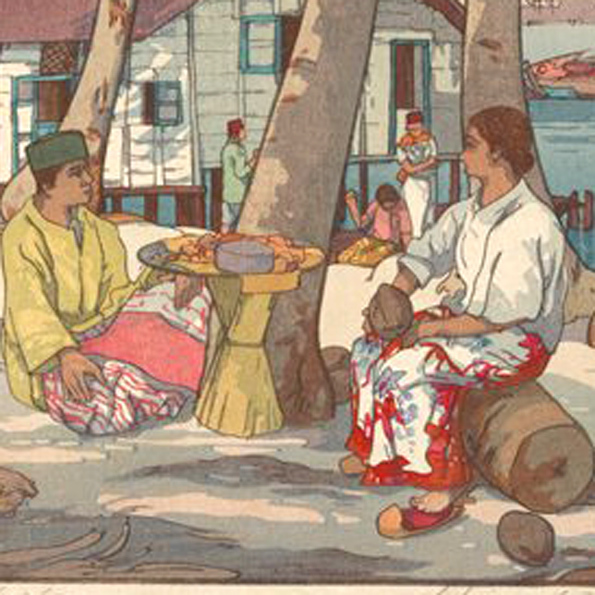 吉田博 版画 シンガポール 1931年 39×26.8cm 原寸サイズ 複製 吉田博 版画 シンガポール 1931年 39×26.8cm 原寸サイズ 複製