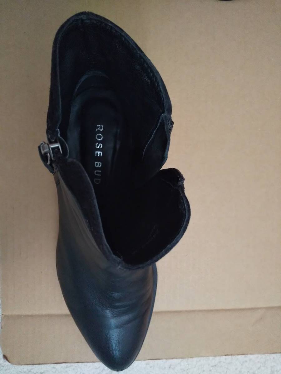 * price cut 2* Rose Bud ROSEBUD short boots leather original leather black black size 36 stylish good-looking 