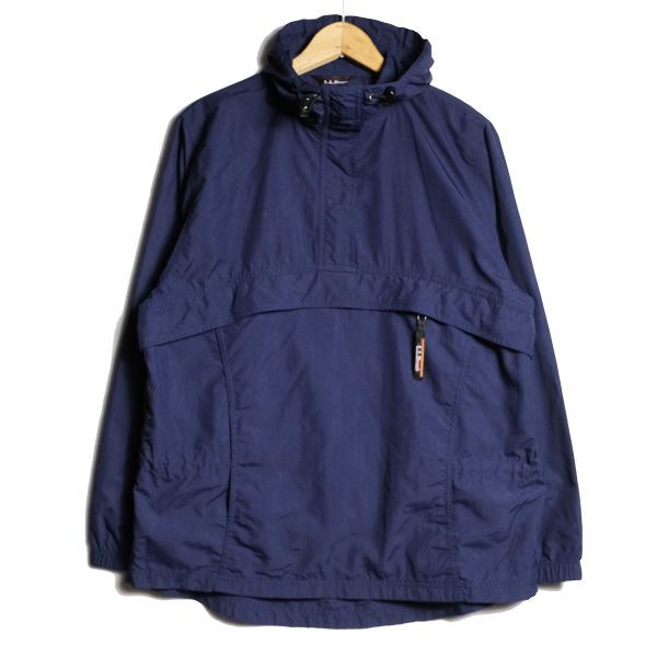 お歳暮ならオンライン ナイロン LLビーン 00's アノラックパーカー L.L.Bean オールド 旧タグ 00年代 フード プルオーバー パッカブル カタディンタグ 紺 (W-S) 女性用