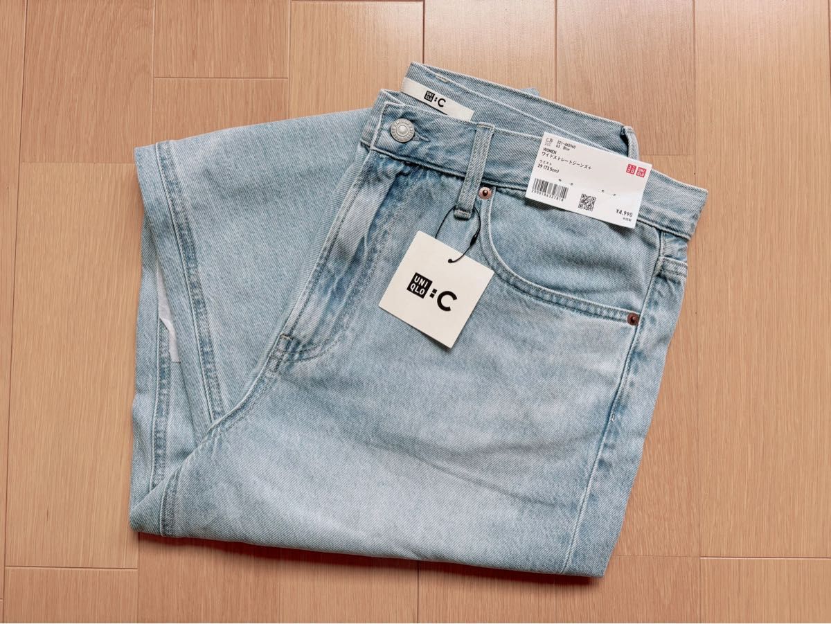 uniqloc ユニクロシー ワイドストレートジーンズ 29ブルー uniqloc ユニクロシー ワイドストレートジーンズ 29ブルー