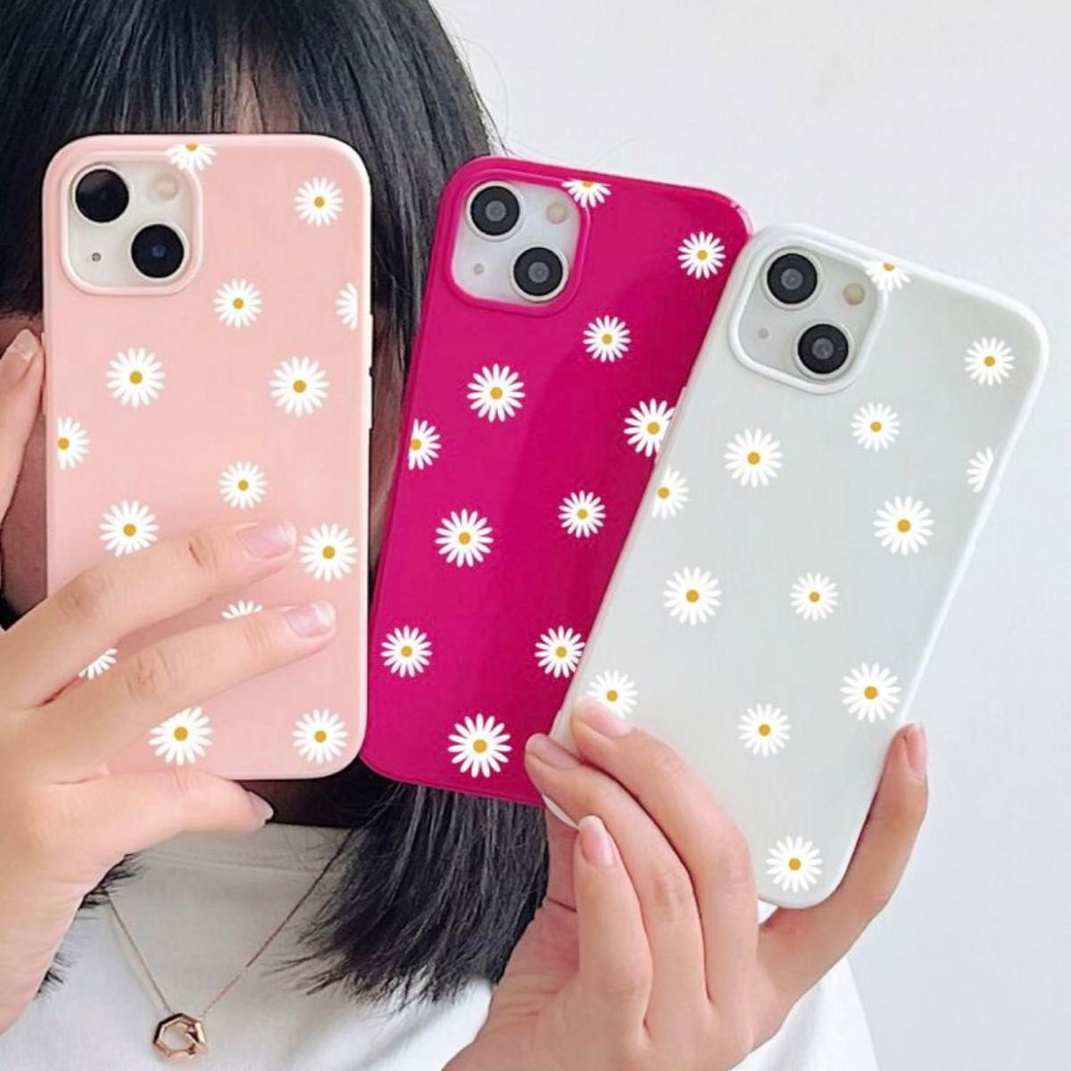 iPhone 7 8 SE ケース ① デイジー ビビットピンク フラワー iPhone 7 8 SE ケース ① デイジー ビビットピンク フラワー