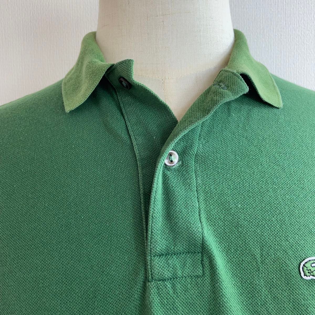 【美品】LACOSTE ラコステ 刺繍ロゴ グリーン 半袖 ポロシャツ FR 5 LACOSTE ラコステ メンズ ポロシャツ 半袖 ロゴ刺繍 グリーン